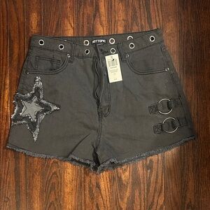 Hot Topic Black High Waist Women's Shorts with Star Detail